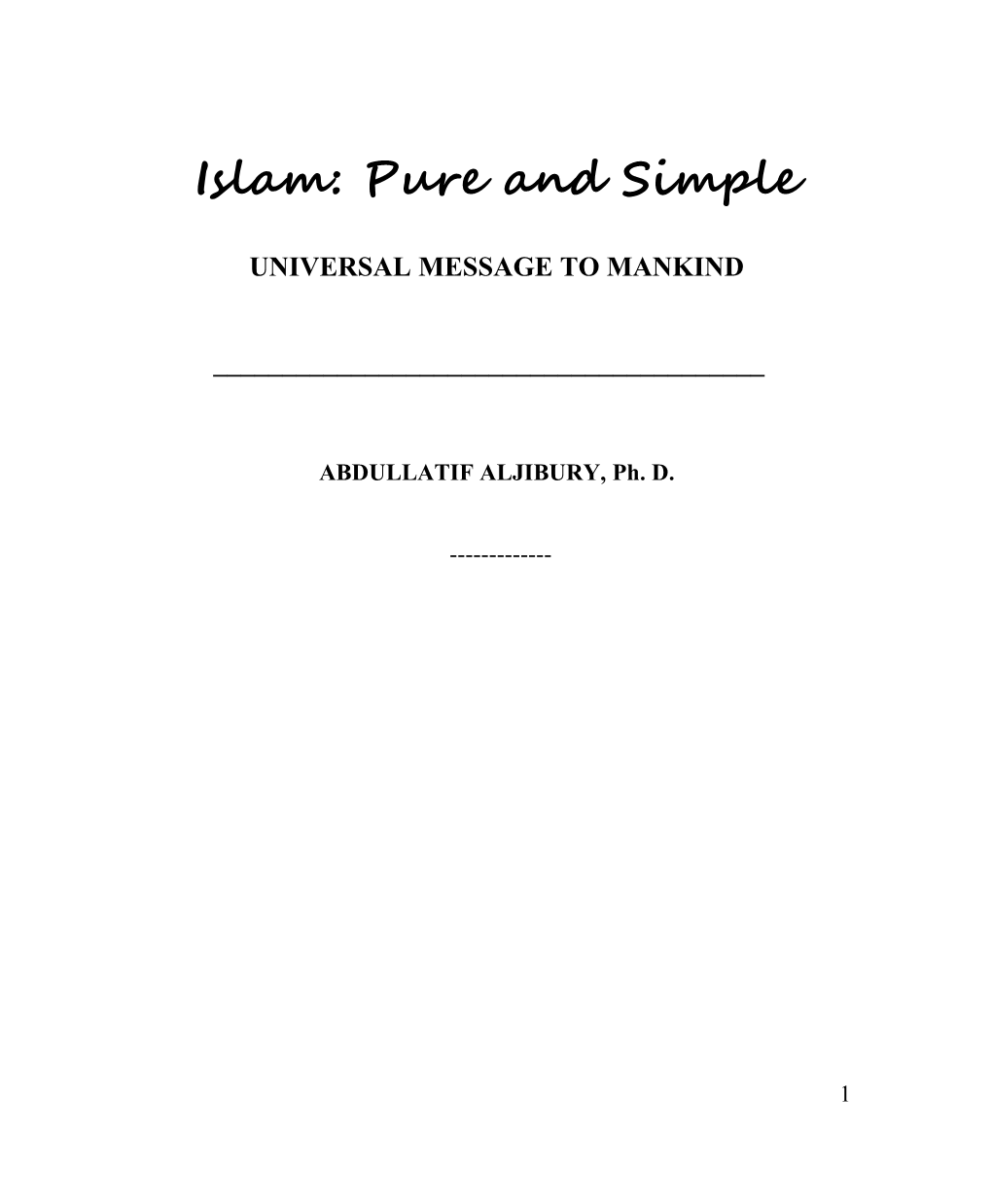 Islam: Pureand Simple