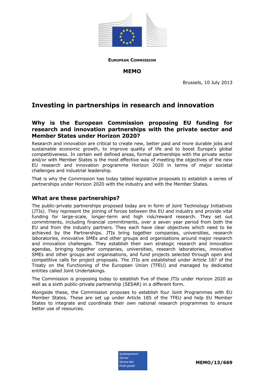 Investing in Partnerships in Research and Innovation