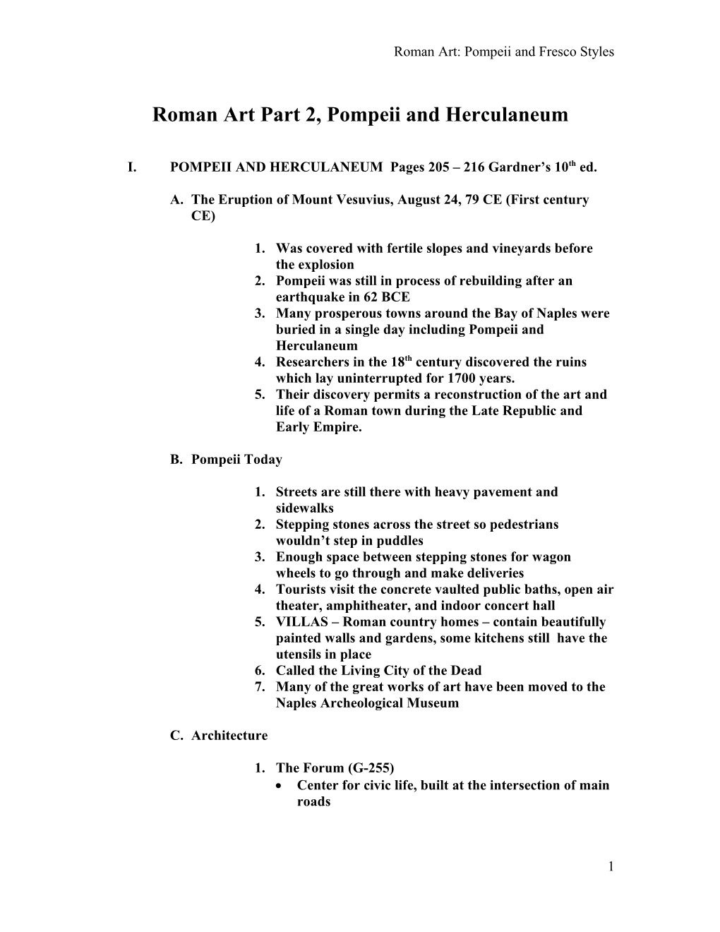 Roman Art Part 2, Pompeii and Herculaneum