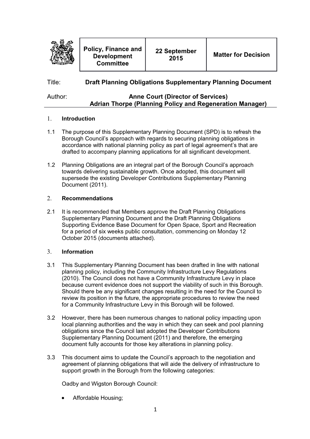 1.1The Purpose of This Supplementary Planning Document (SPD) Is to Refresh the Borough