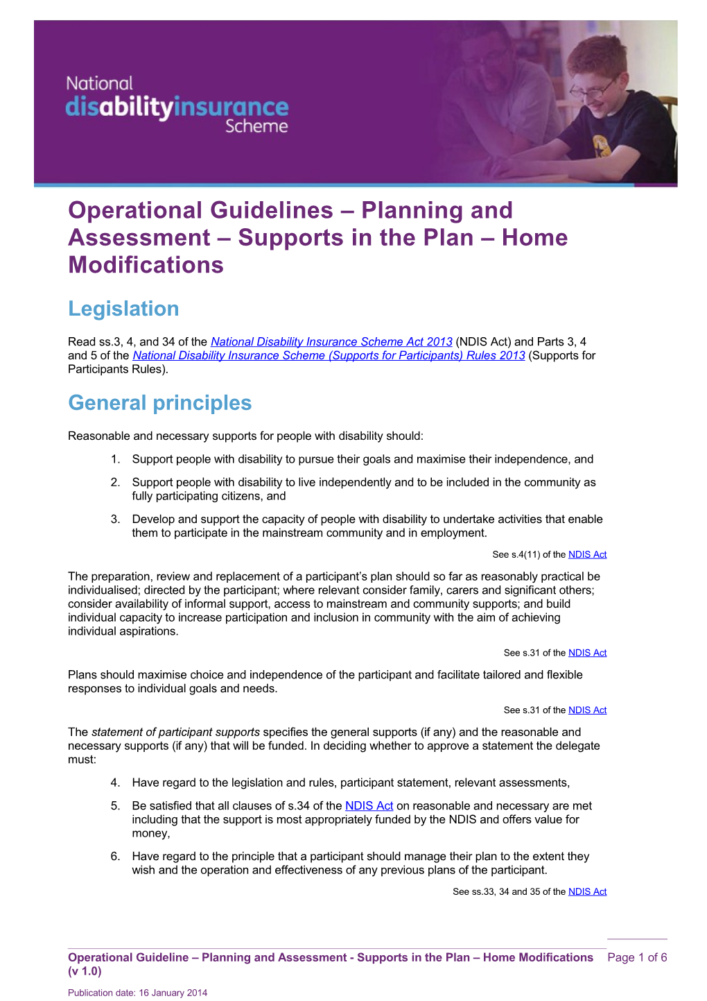 Operational Guidelines Planning and Assessment Supports in the Plan Home Modifications
