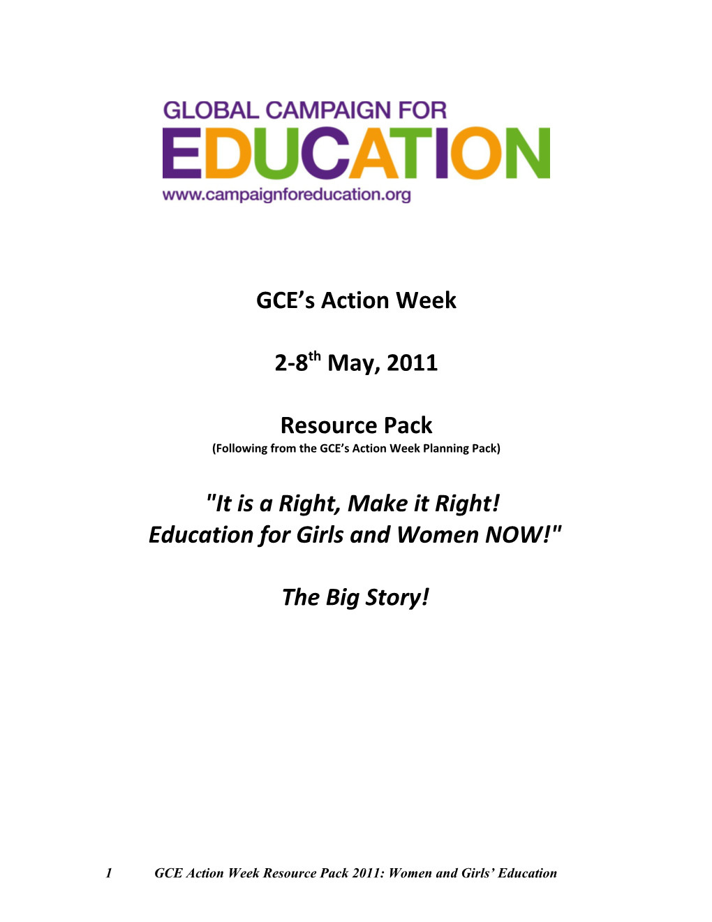 Following from the GCE S Action Week Planning Pack