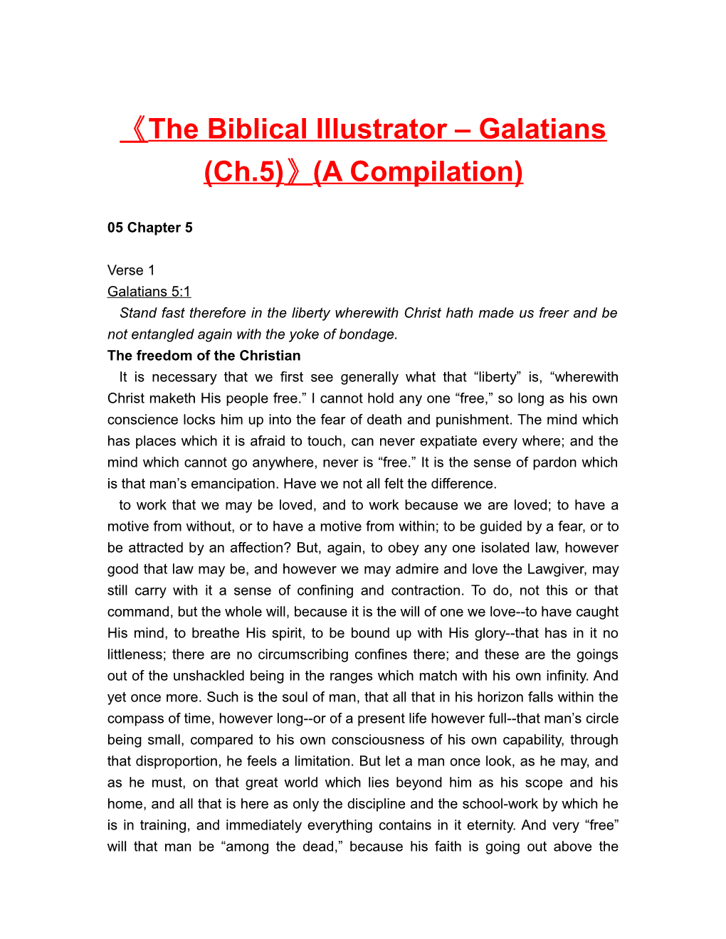 The Biblical Illustrator Galatians (Ch.5) (A Compilation)