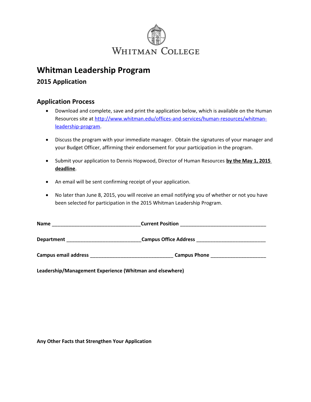 Whitman Leadership Program