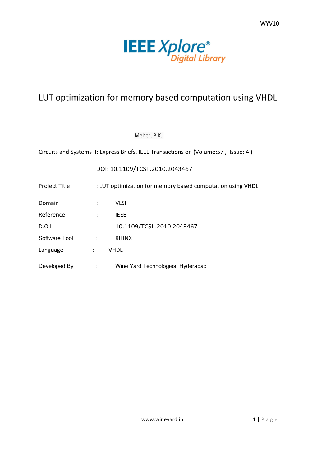 LUT Optimization for Memory Based Computationusing VHDL