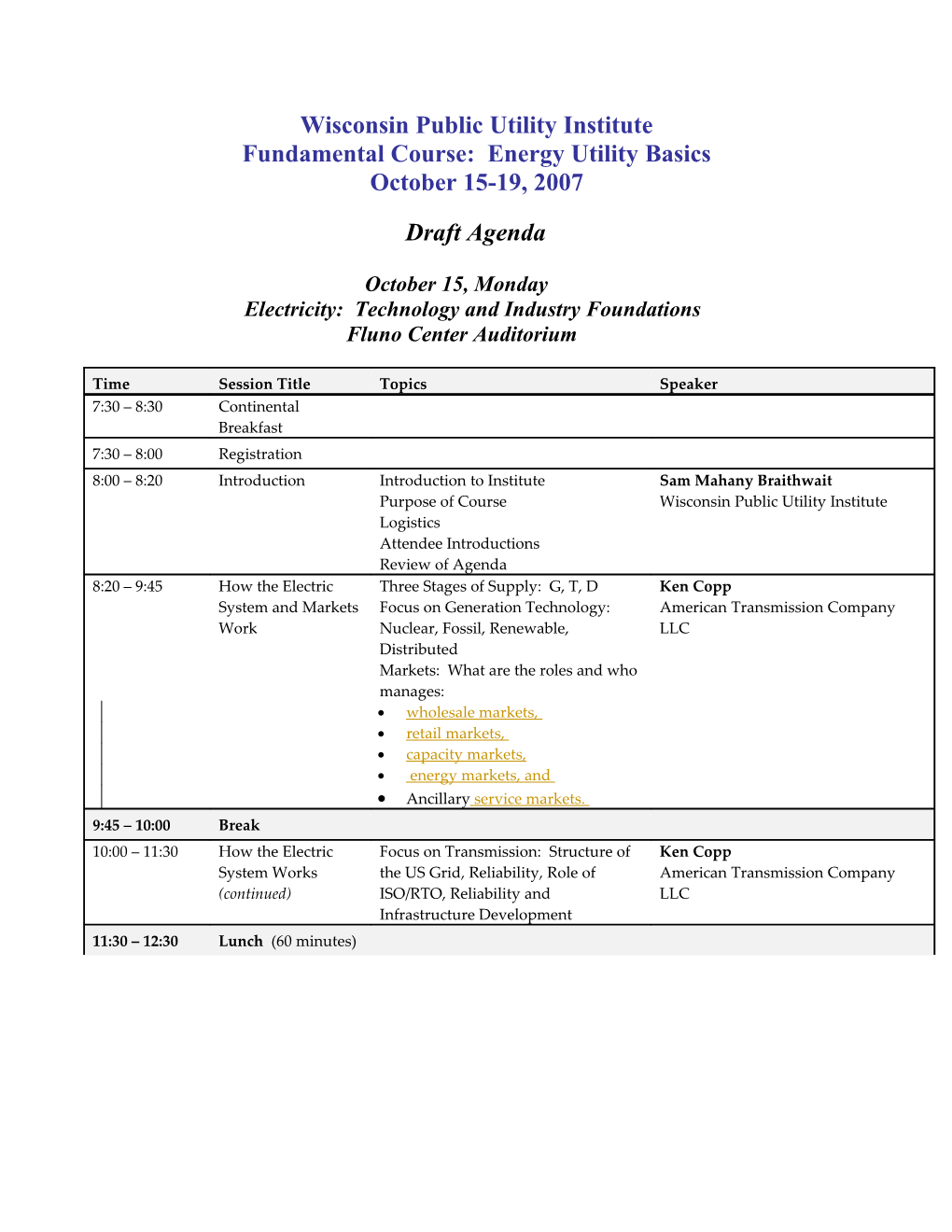 WPUI Fundamental Course: Energy Utility Basics