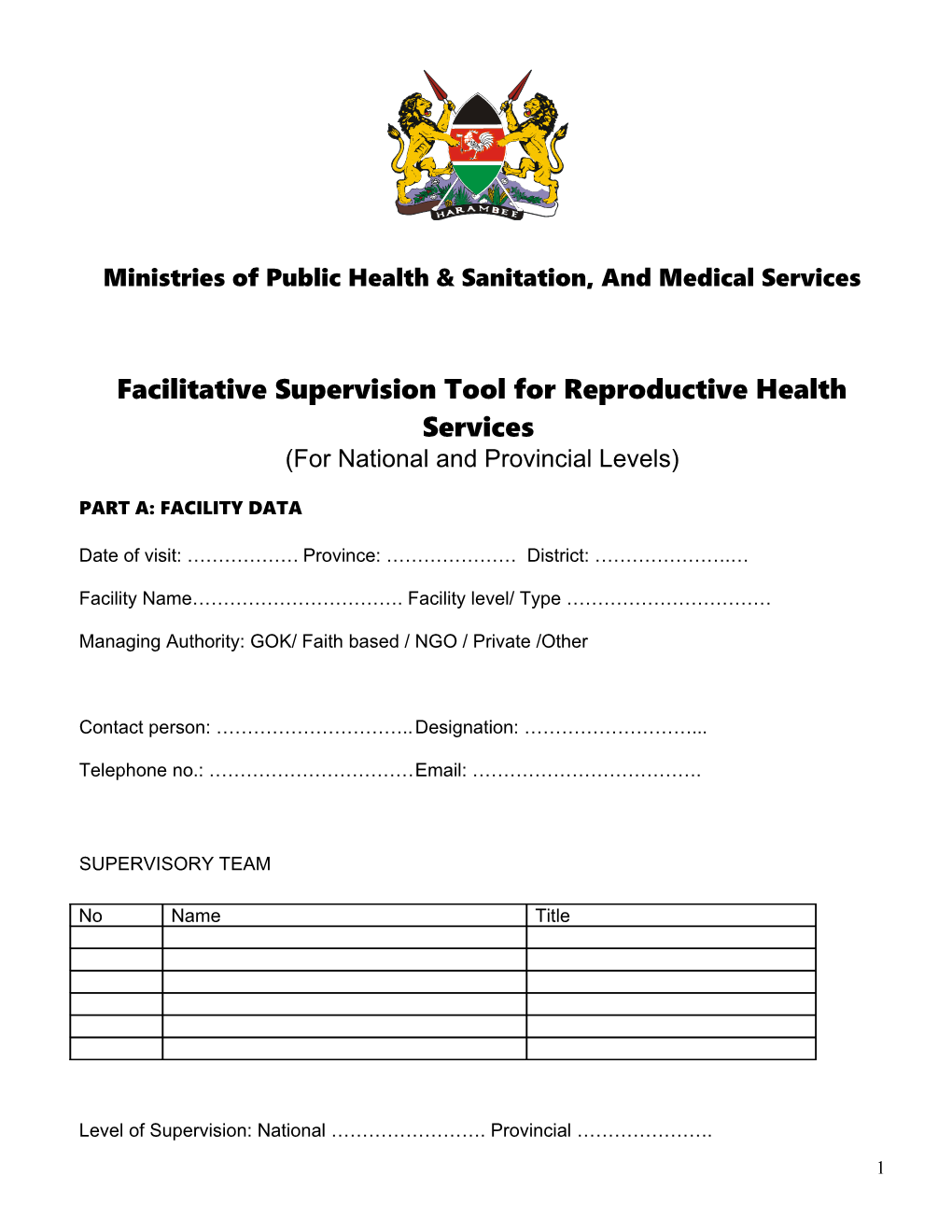 Facilitative Supervision Tool