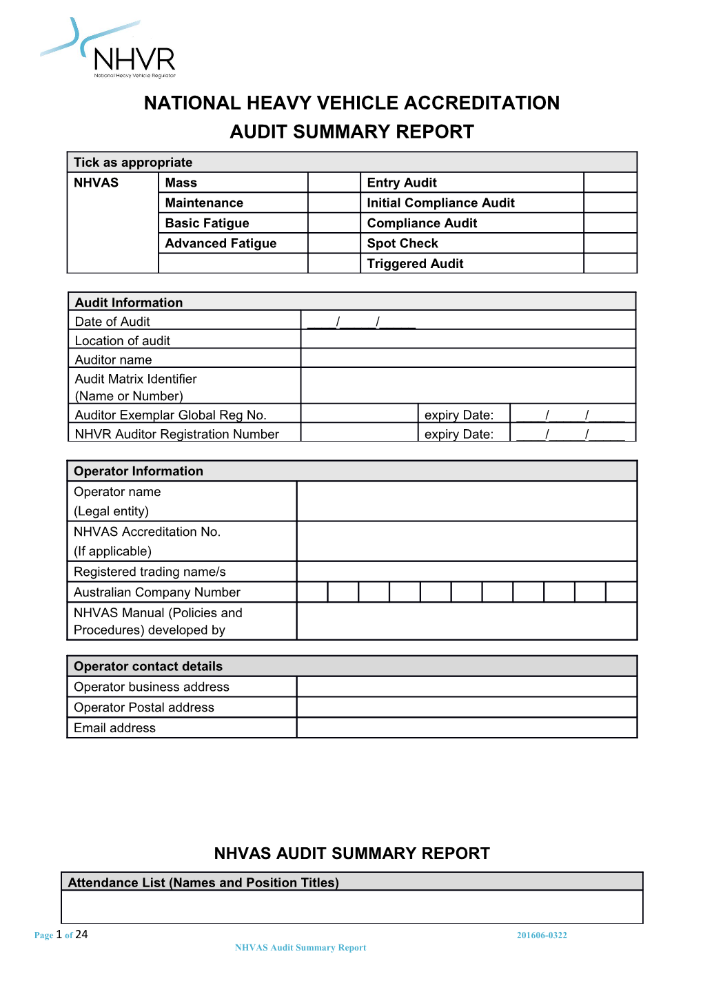 NHVAS Audit Summary Report