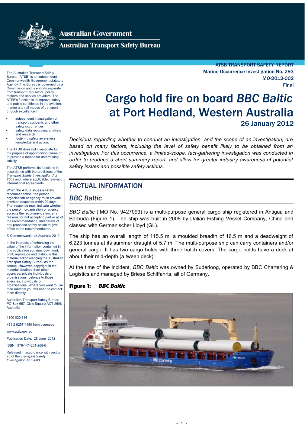 Cargo Hold Fireon Board BBC Baltic