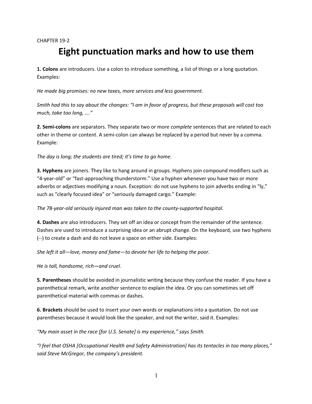 Eight Punctuation Marks and How to Use Them