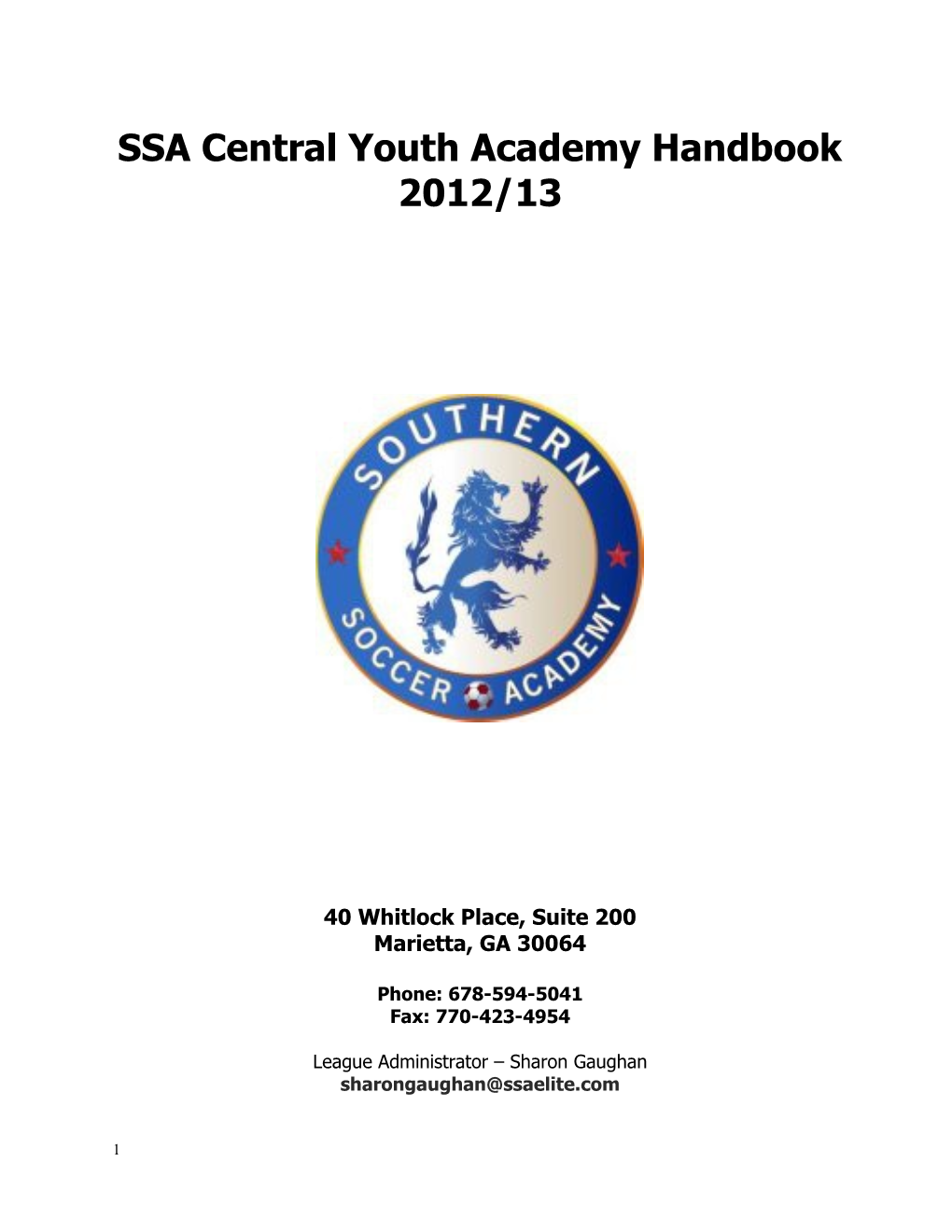 SSA Central Academy Handbook 2012/13