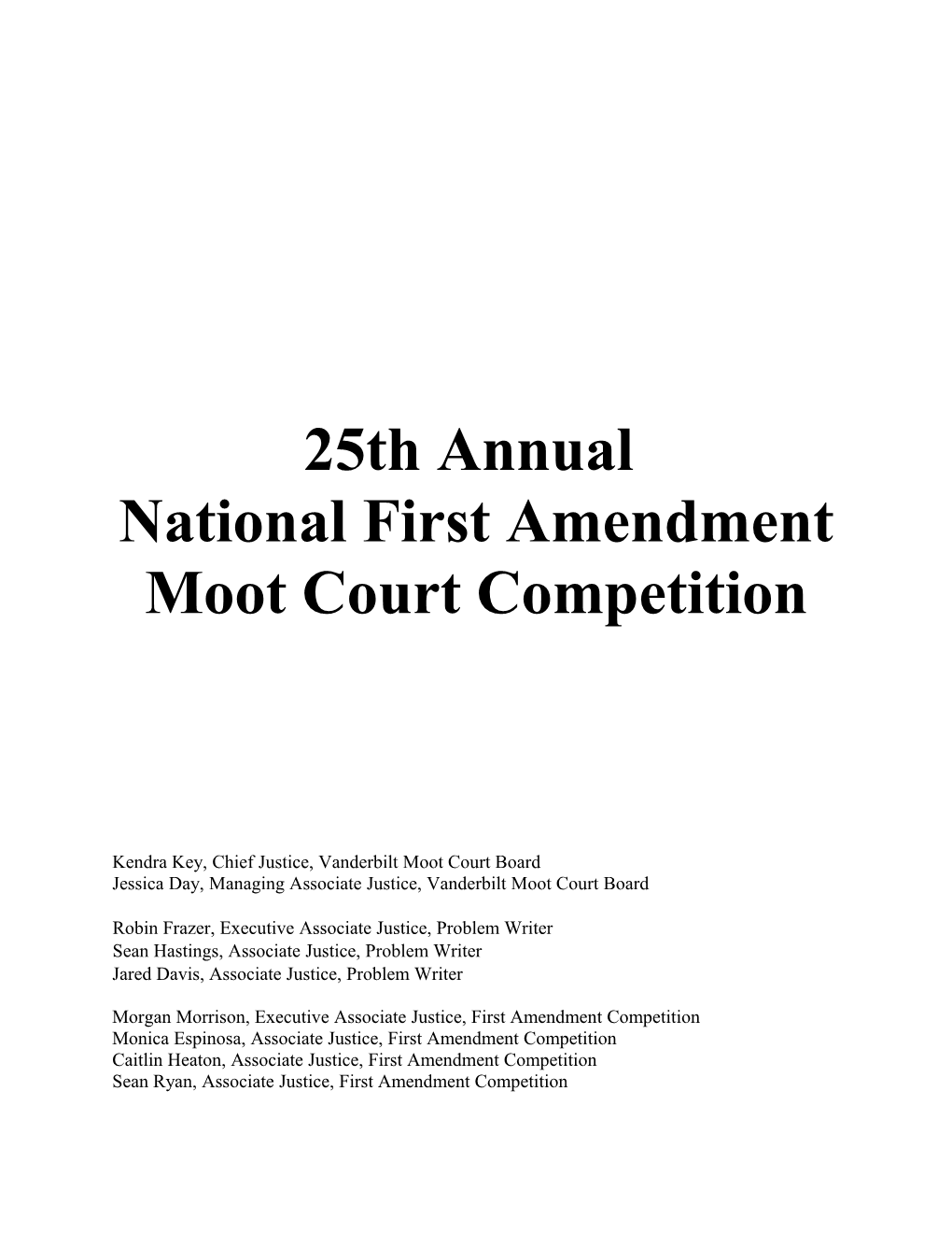 National First Amendment Moot Court Competition