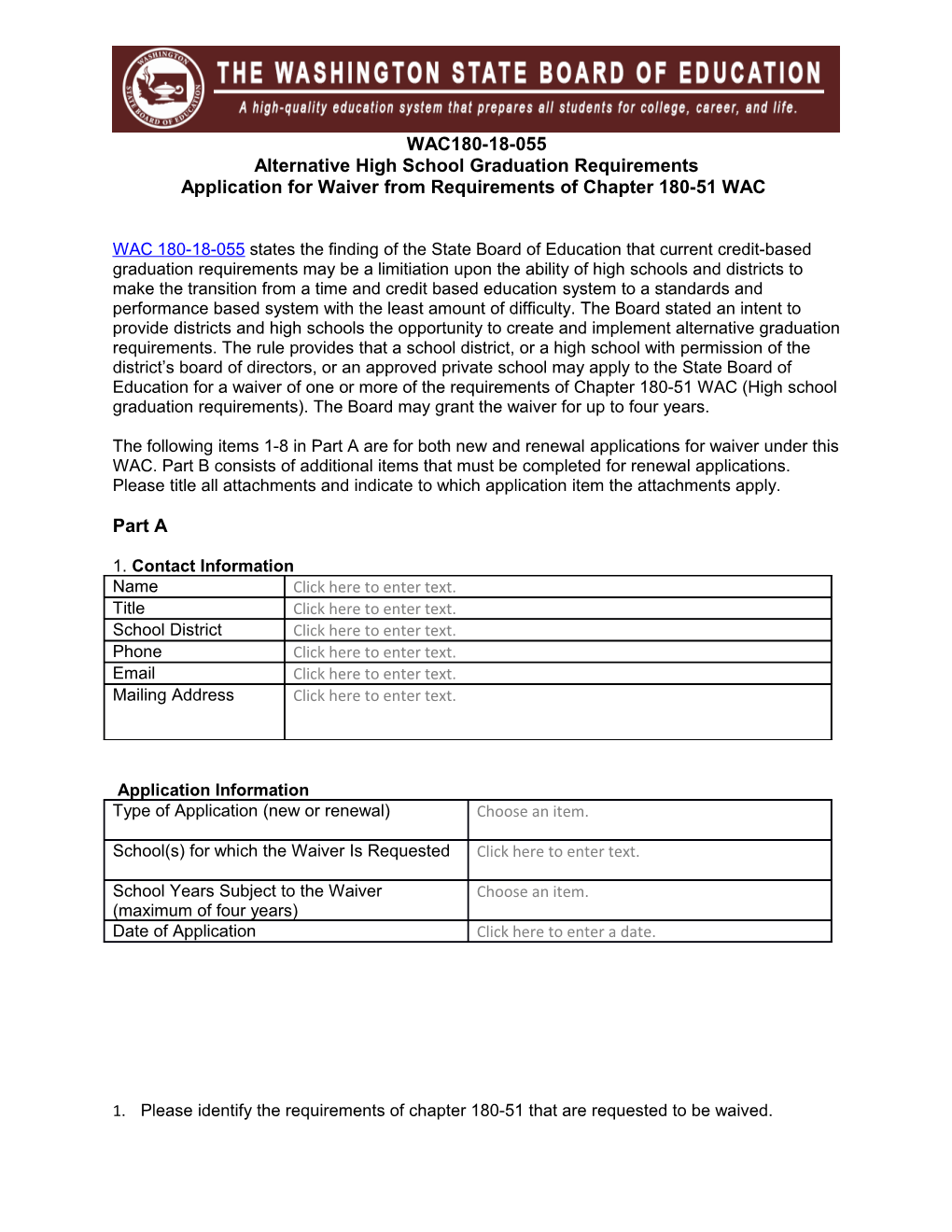 HS Graduation Requirements Waiver Document
