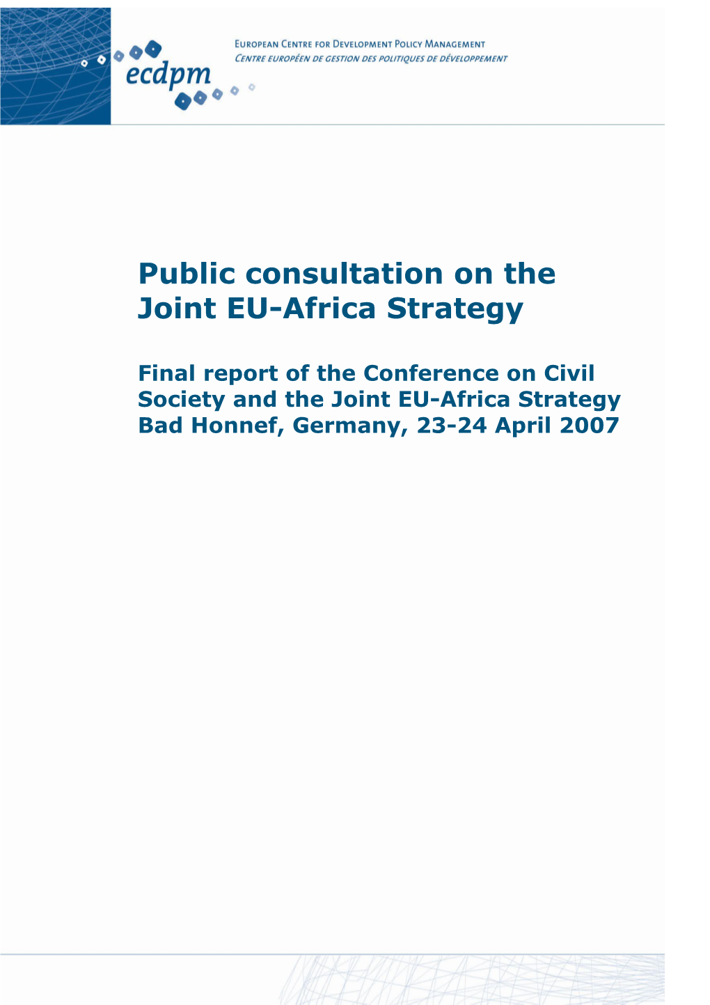 Final Report of the Conference on Civil Society and the Joint EU-Africa Strategy