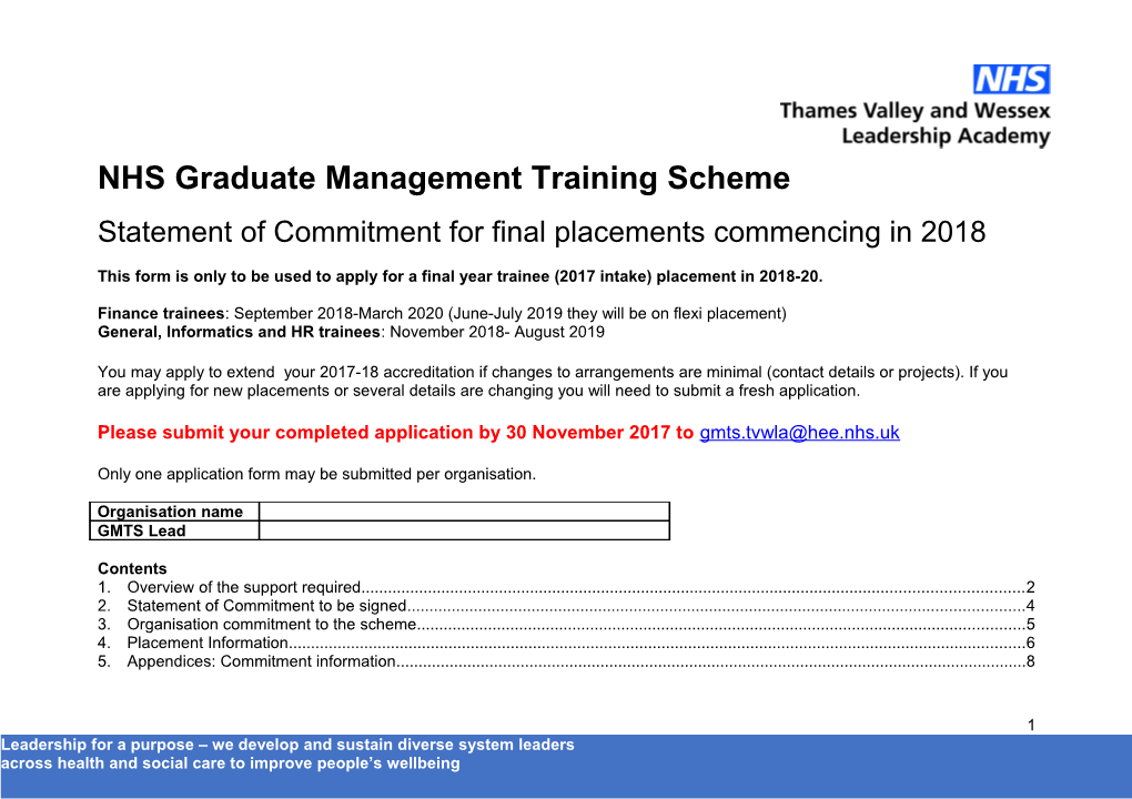 NHS Graduate Management Training Scheme