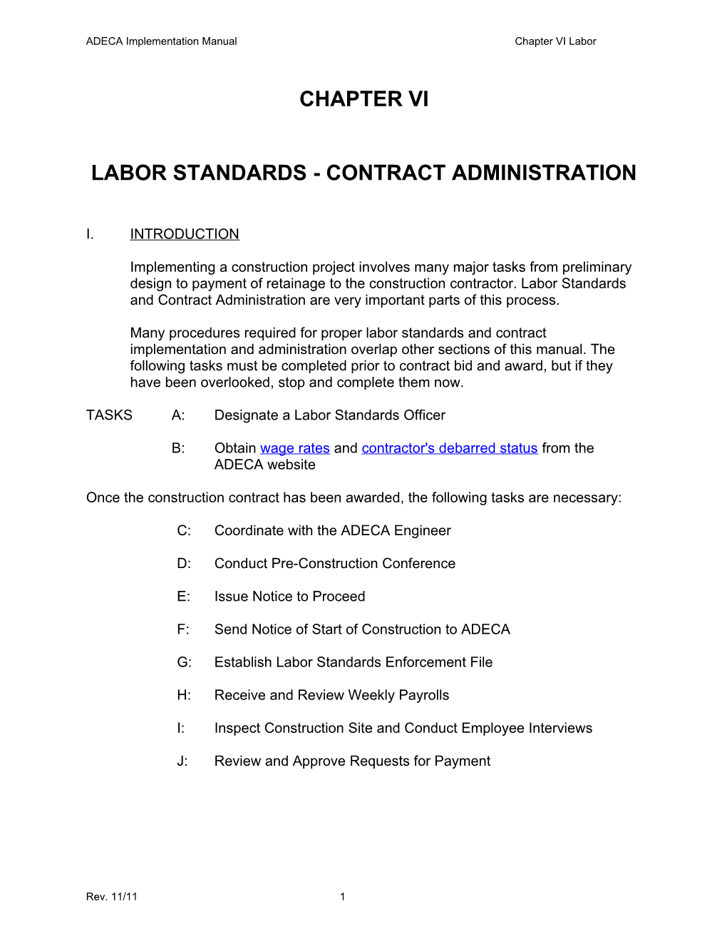 Labor Standards - Contract Administration