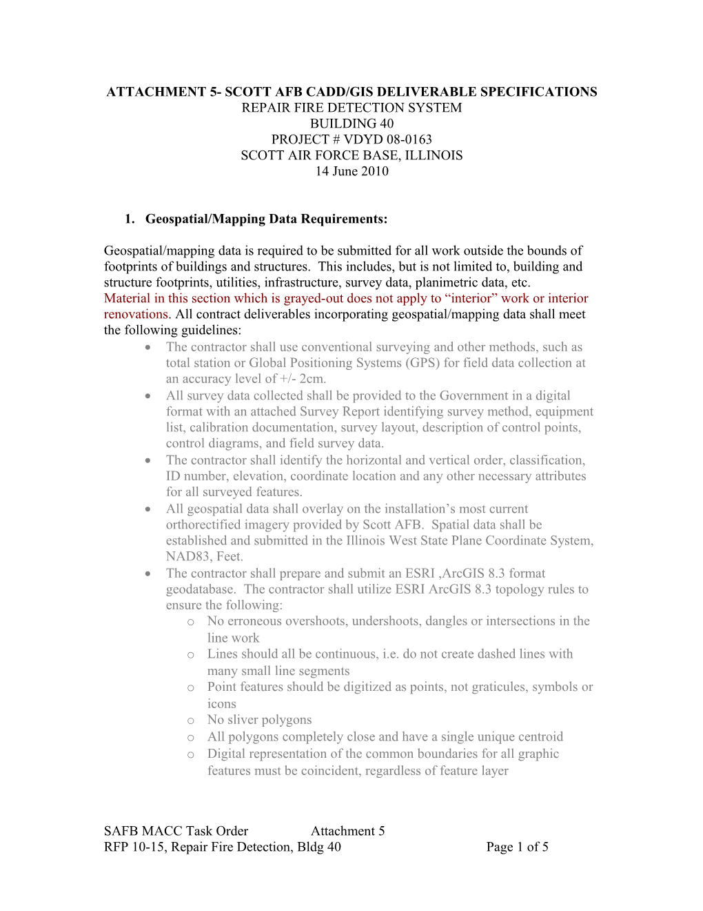 Scott AFB CADD/GIS Deliverable Specifications