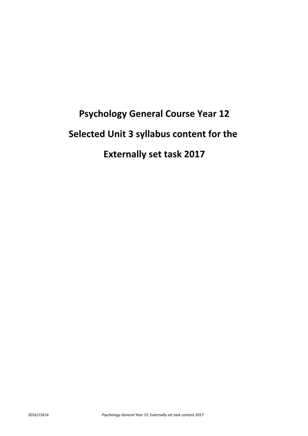 Psychology General Course Year 12