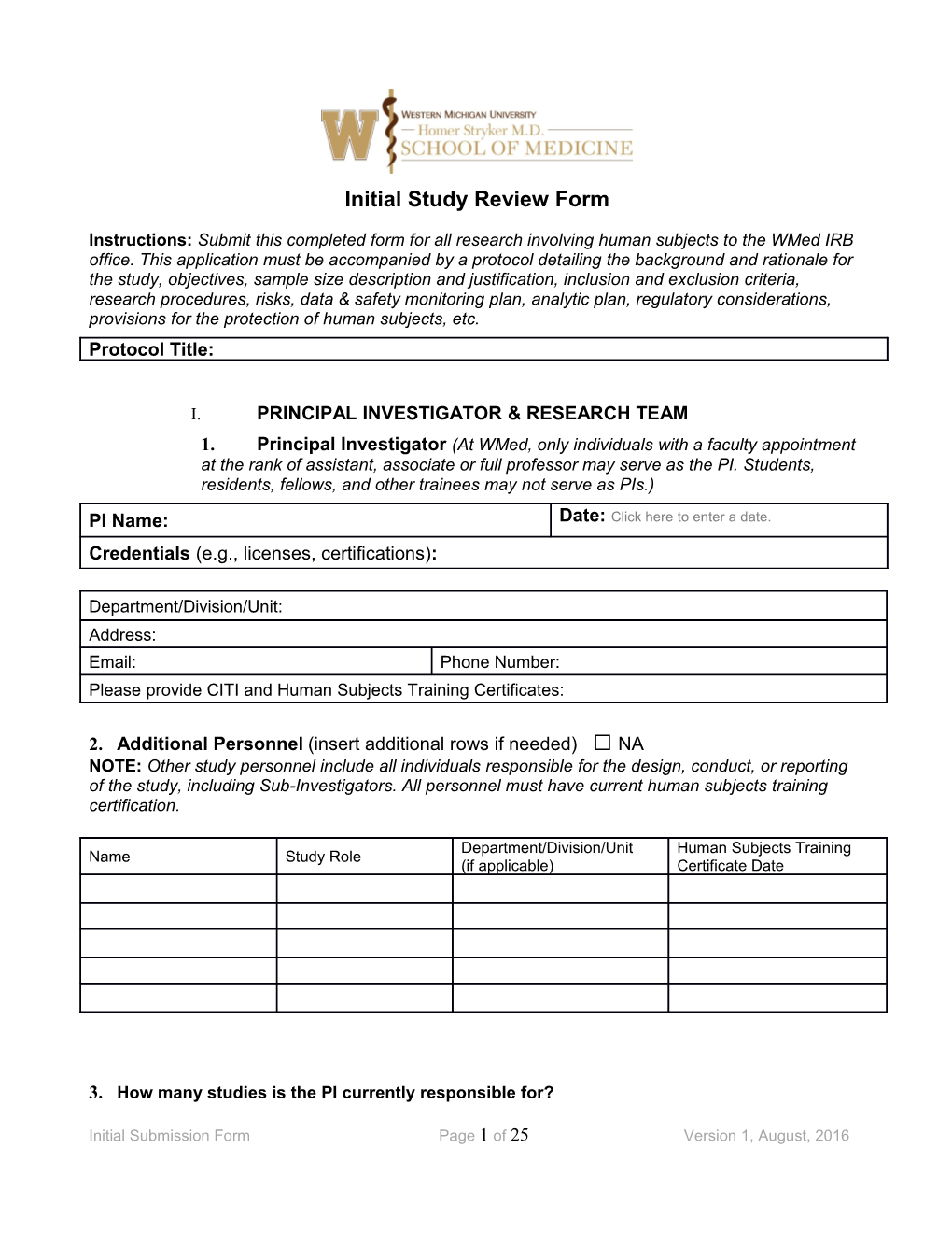 Initial Study Review Form