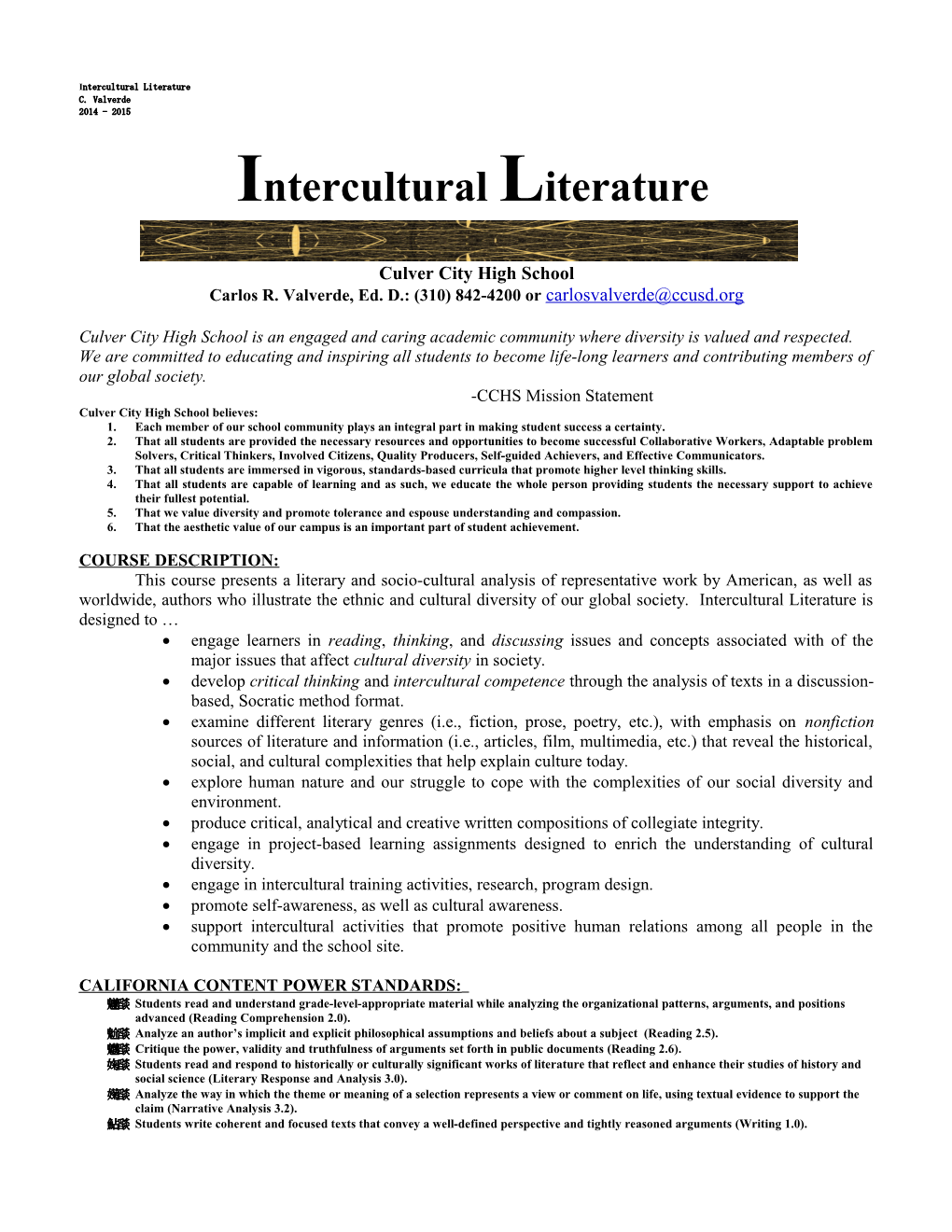Intercultural Literature