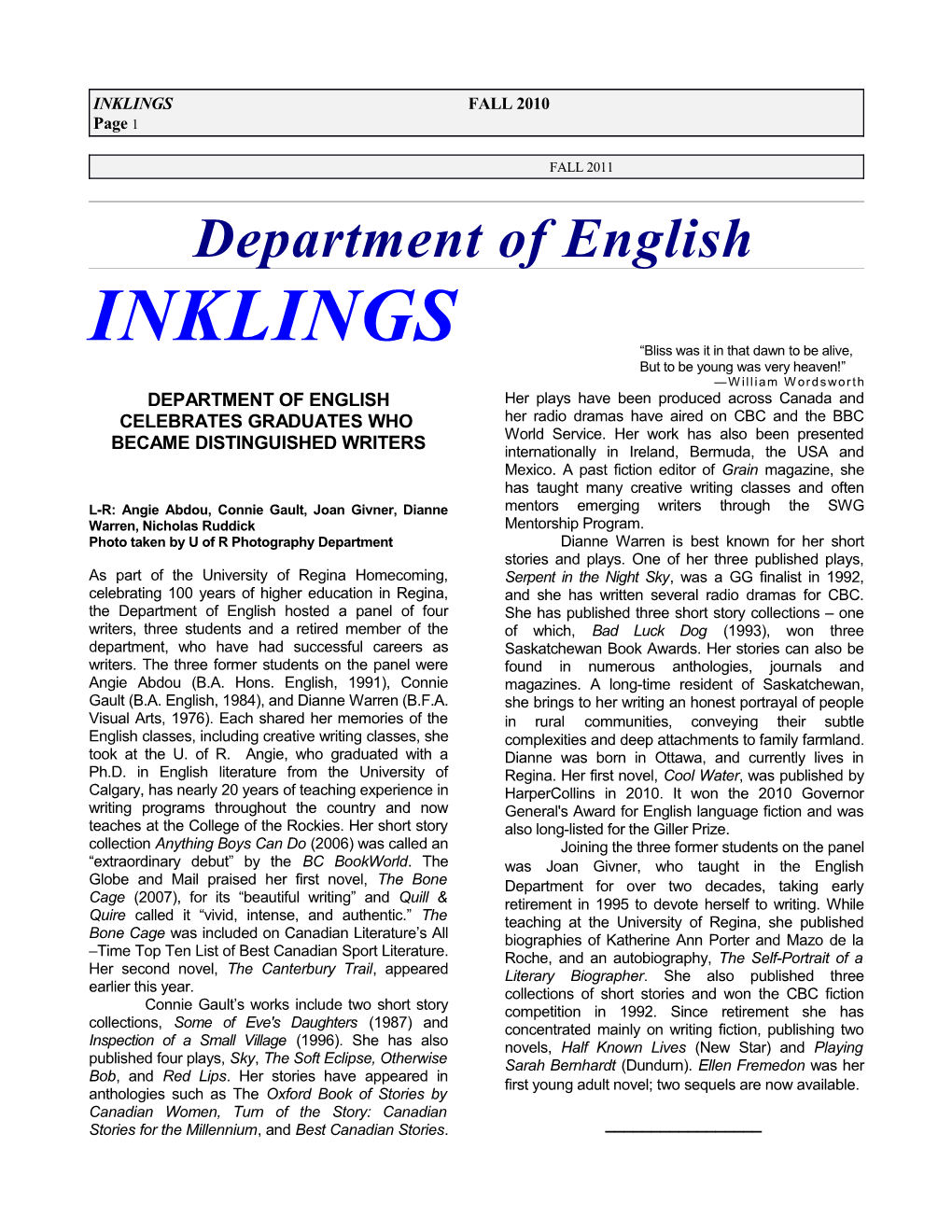 INKLINGSFALL 2010 Page 1