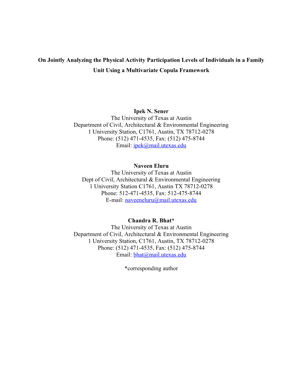 A Copula-Based Clustered Ordered Response Model System for Analyzing Physical Activity