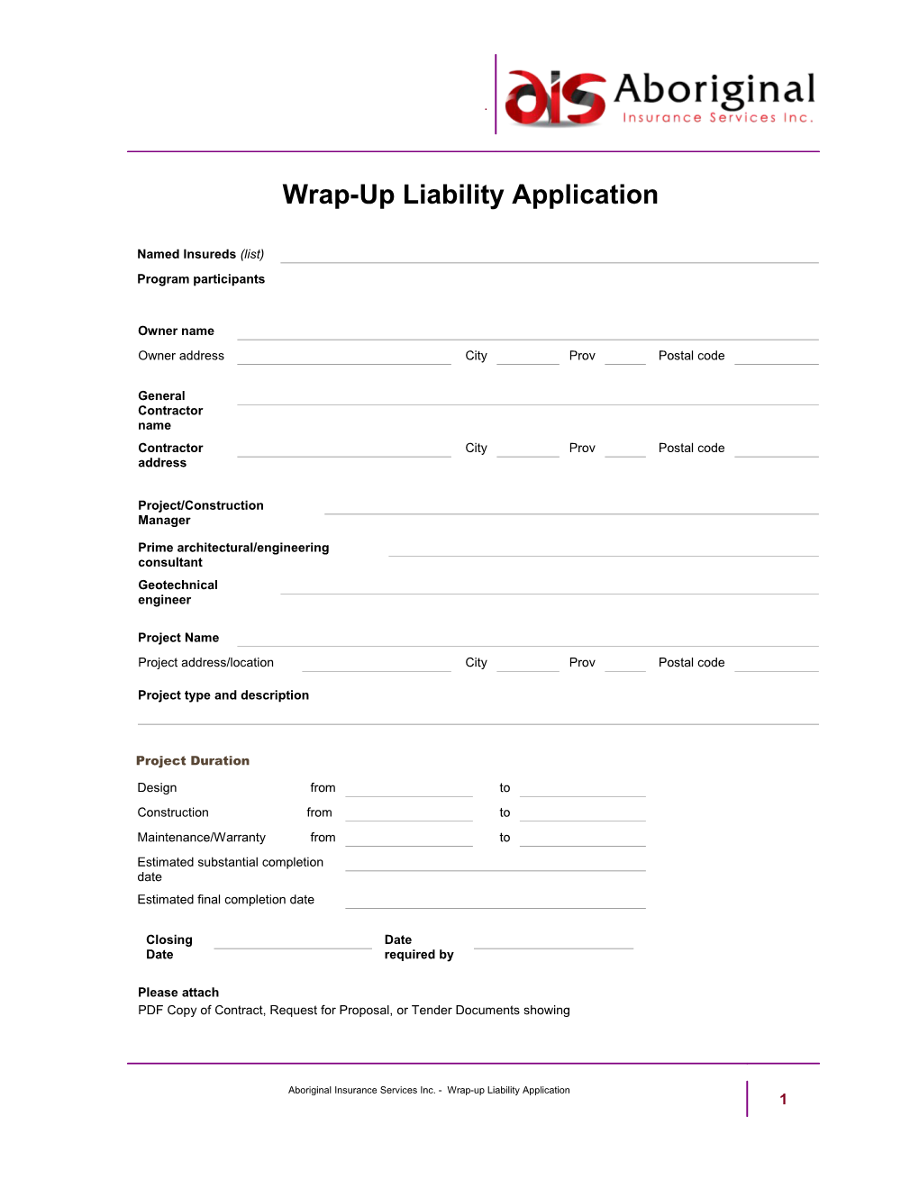Wrap-Up Liability Application