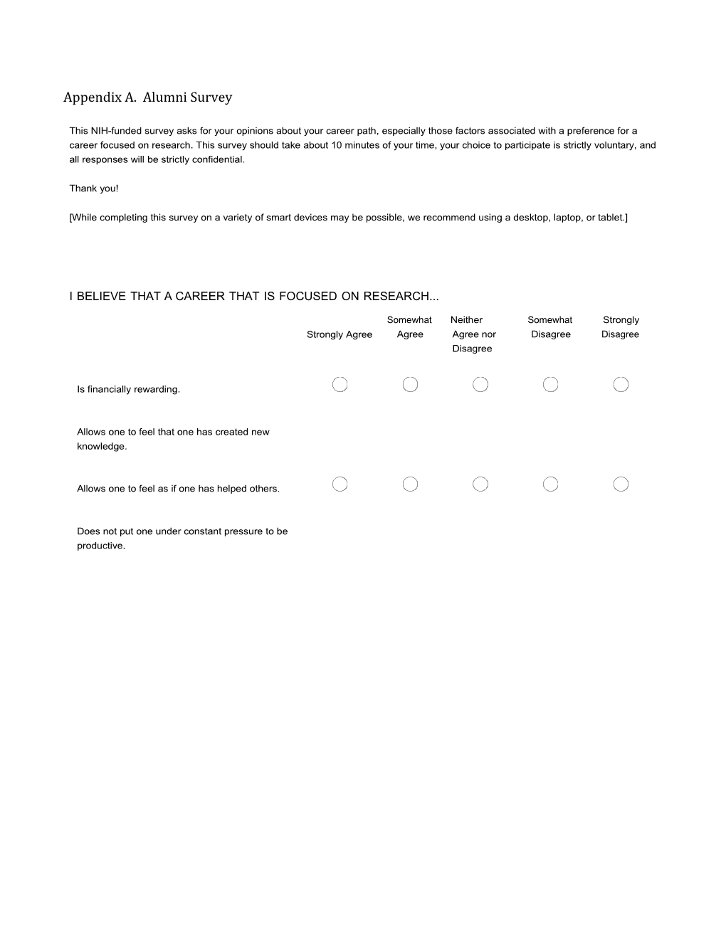 Appendix A. Alumni Survey