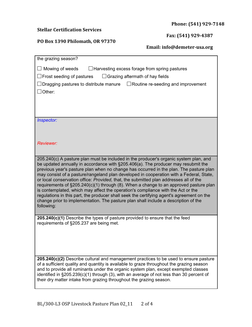 Stellar Certification Servicesfax: (541) 929-4387