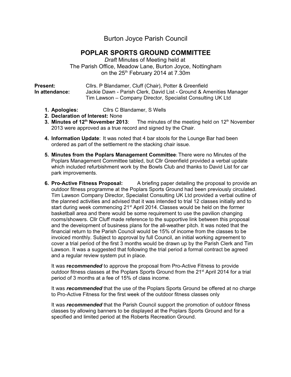 Poplar Sports Ground Committee