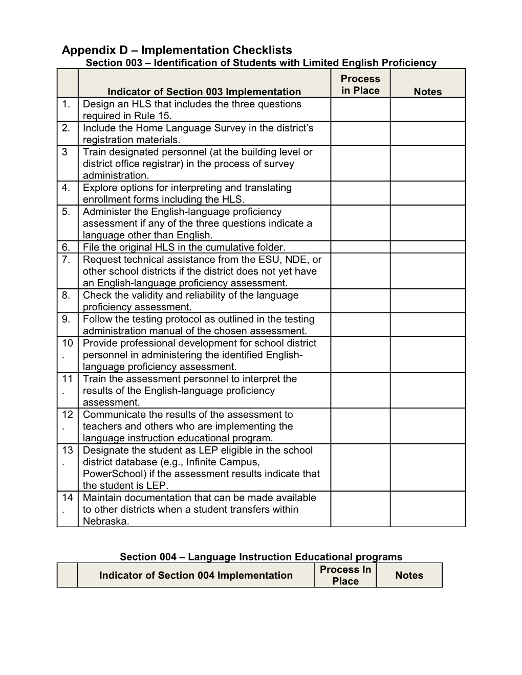 Section 003 Identification of Students with Limited English Proficiency