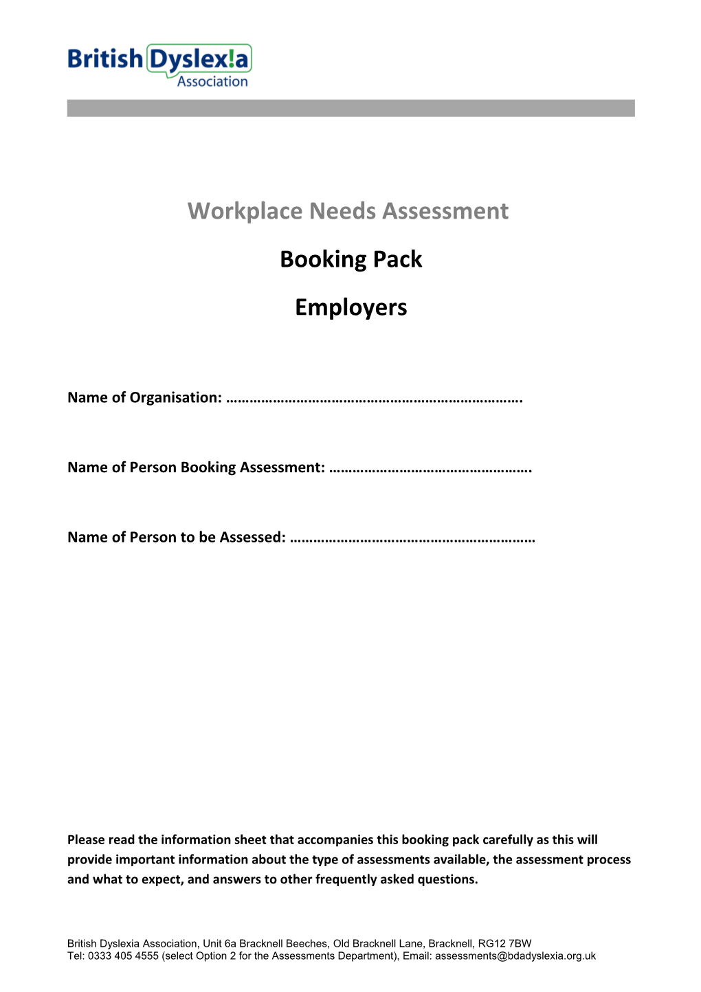 Workplace Needs Assessment