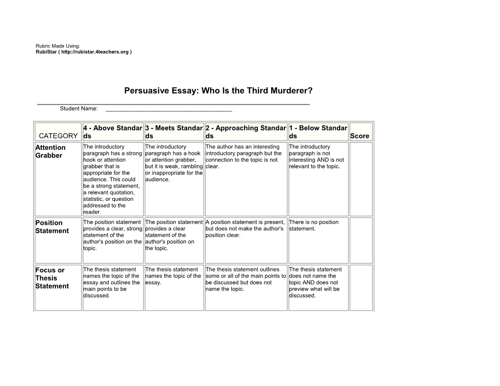 Persuasive Essay: Who Is the Third Murderer?