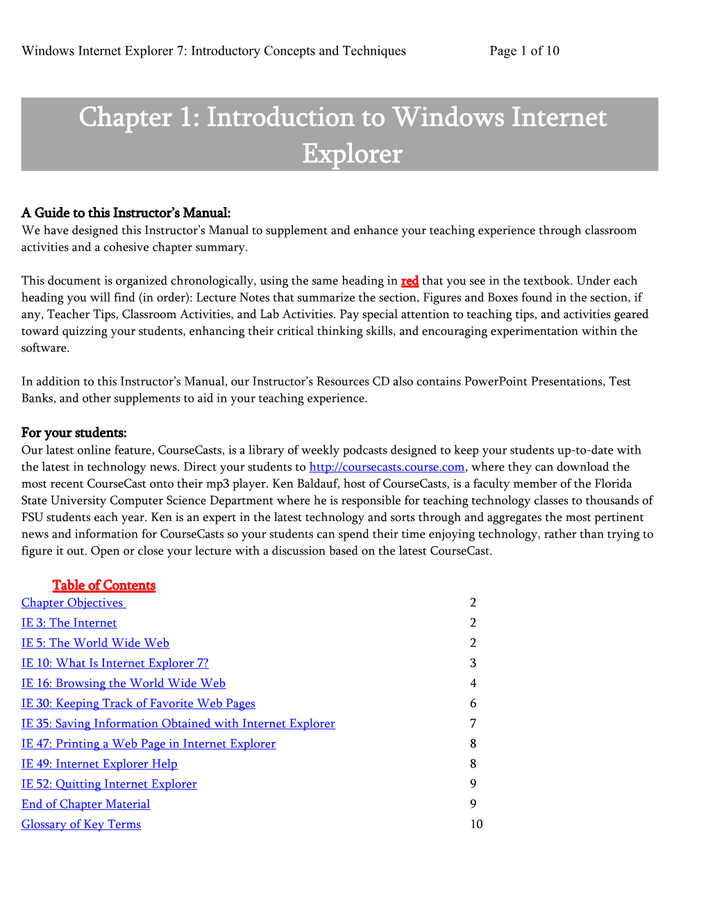 Chapter 1: Introduction to Windows Internet Explorer