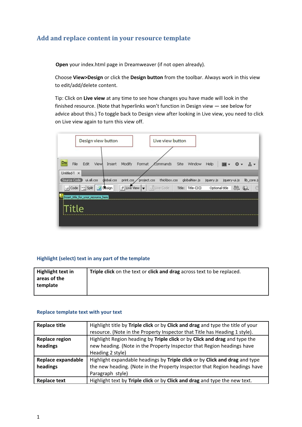 Add and Replace Content in Your Resource Template