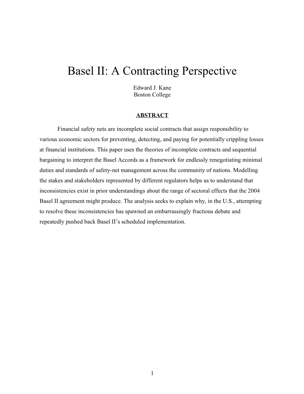 Basel II: a Contracting Perspective