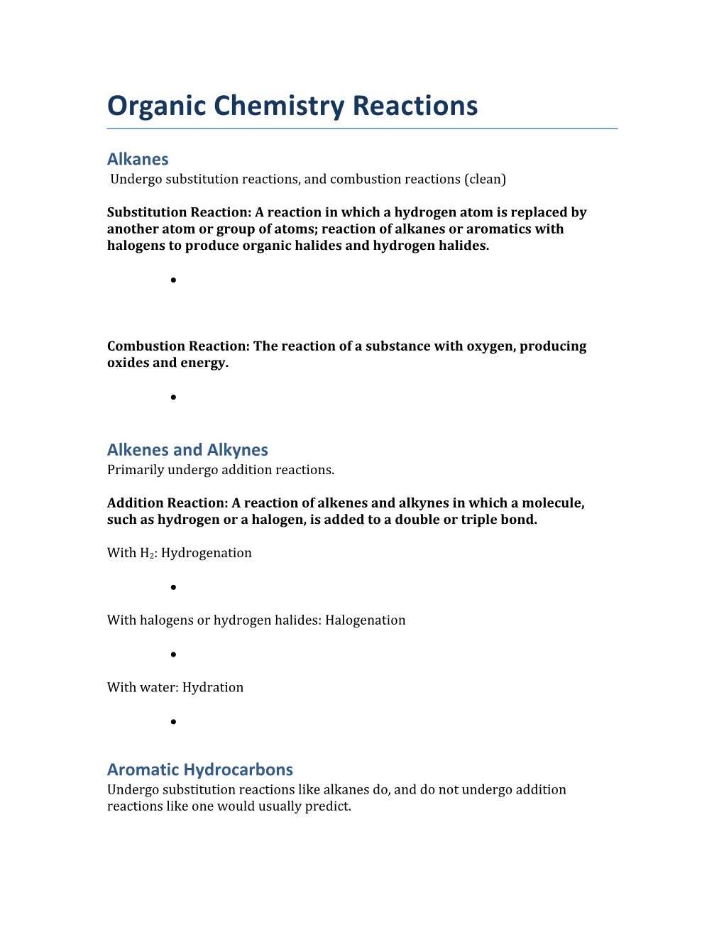 Undergo Substitution Reactions, and Combustion Reactions (Clean)