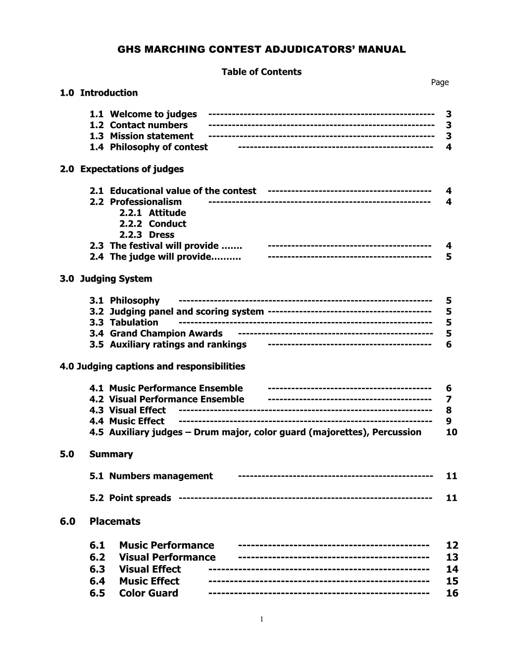 Ghs Marching Contest Adjudicators Manual