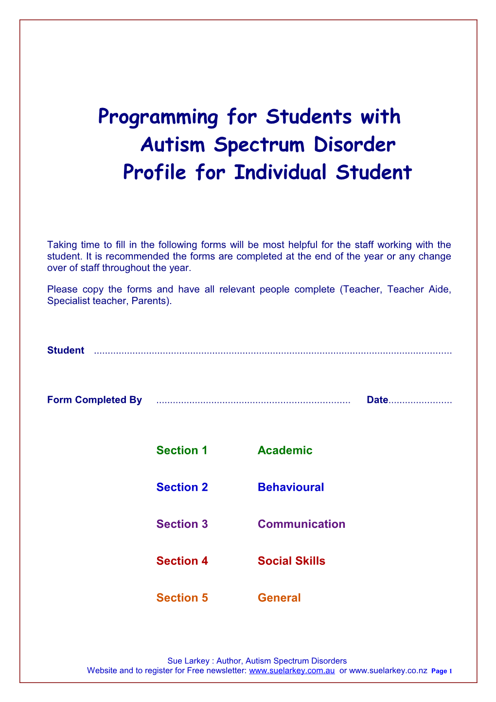 Programming for Students with Autism Spectrum Disorder