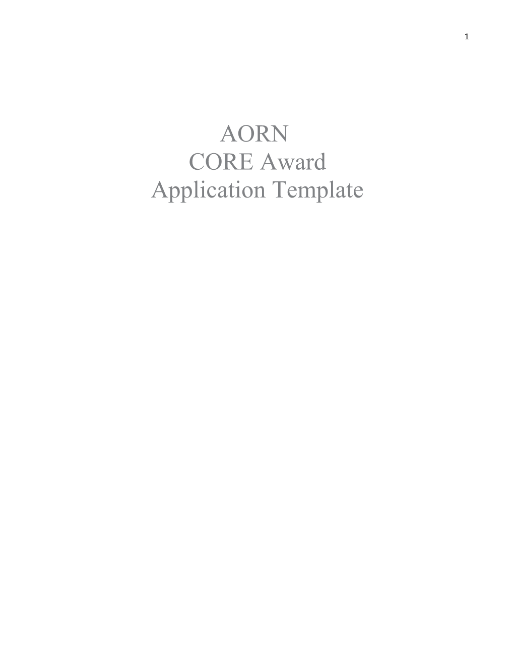 CORE Award Application