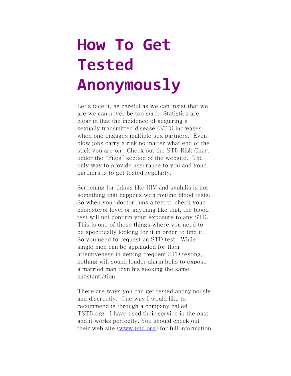 How to Get Tested Anonymously