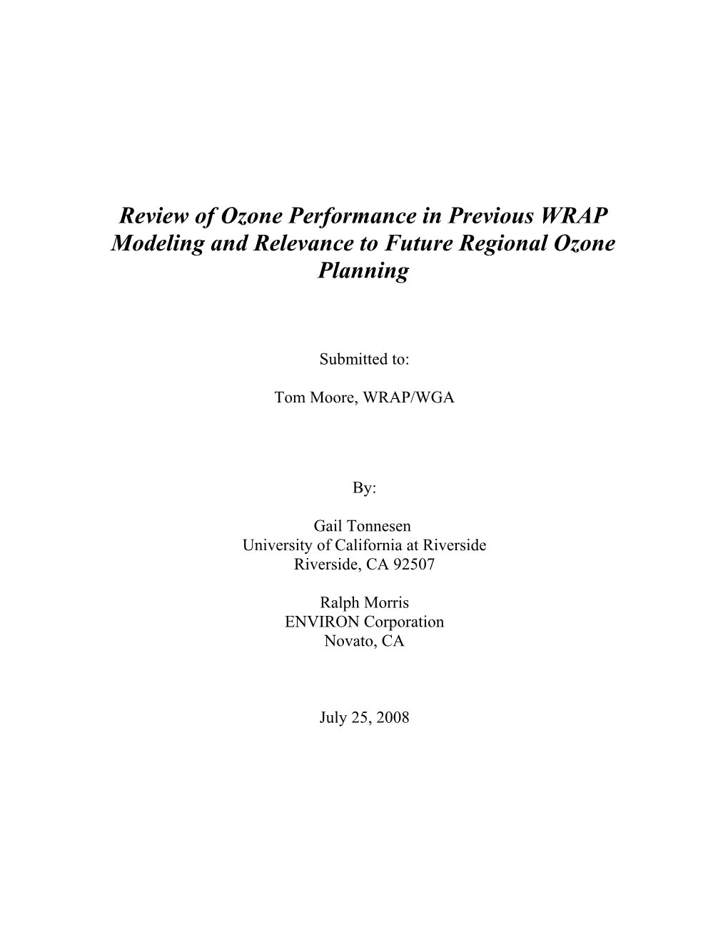 Review of Ozone Performance in Previous WRAP Modeling and Relevance to Future Regional