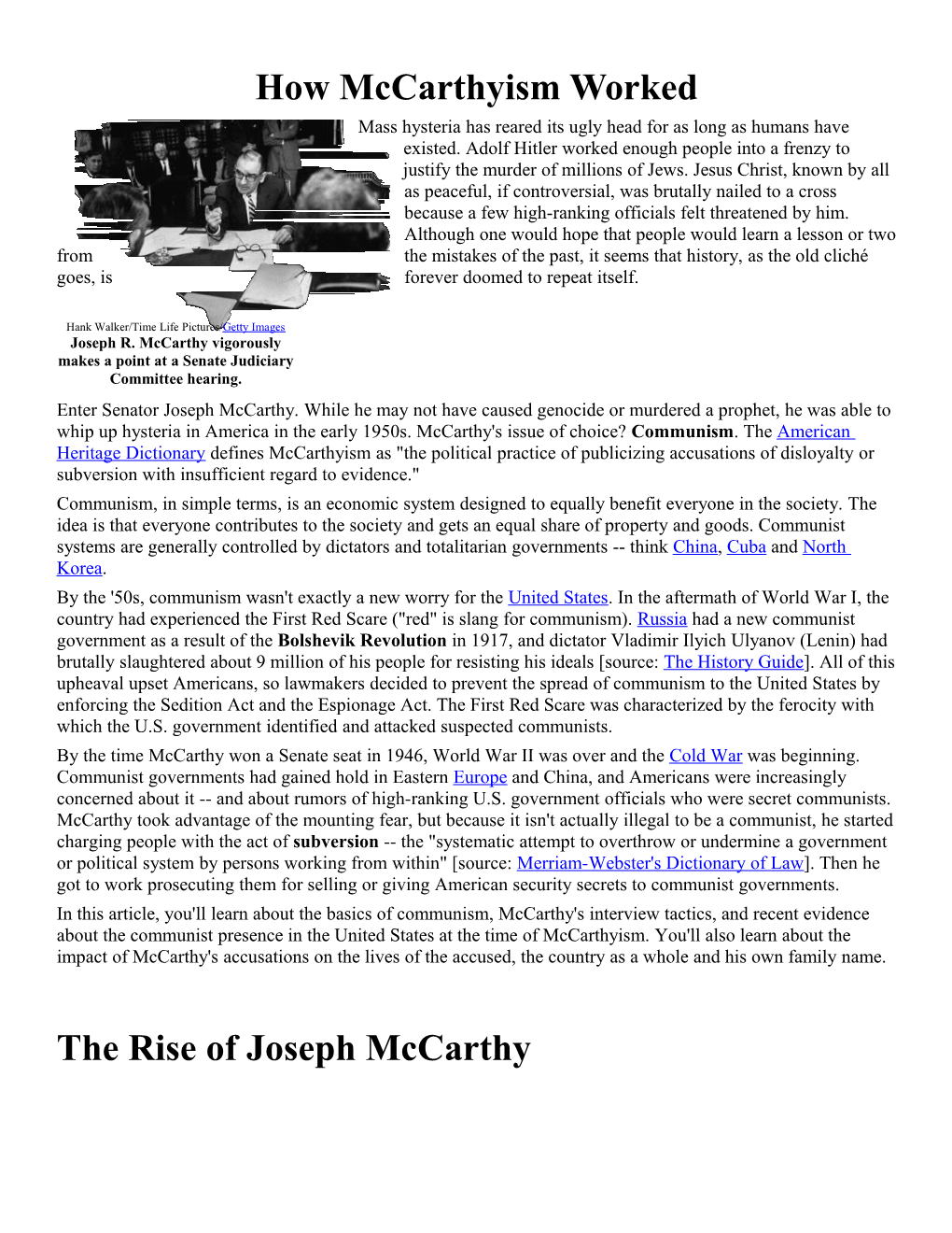 How Mccarthyism Worked