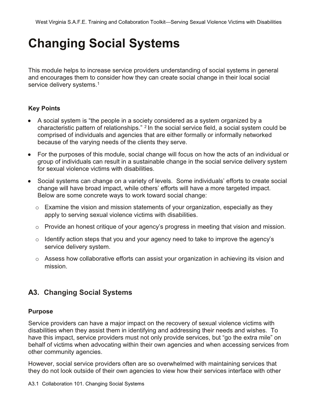 A3. Collaboration 101. Changing Social Systems