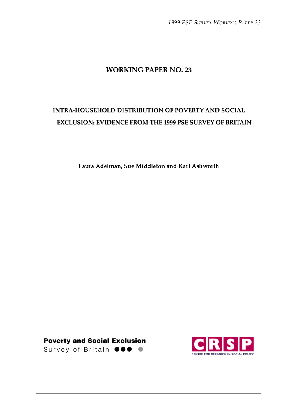 Management of Household Finances and Intra-Household Poverty