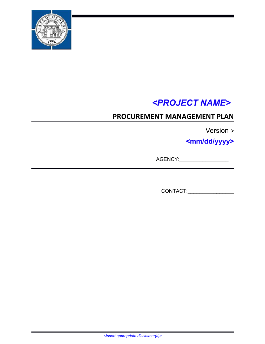 Procurement Management Plan Template