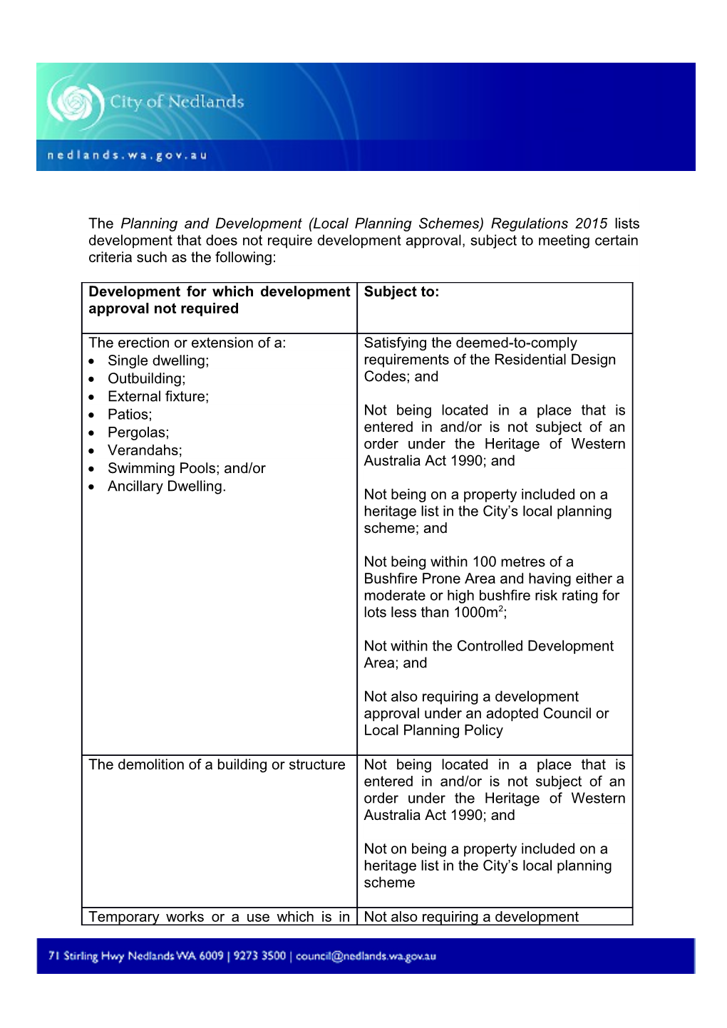 Preliminary Assessment of Das - Information Sheet