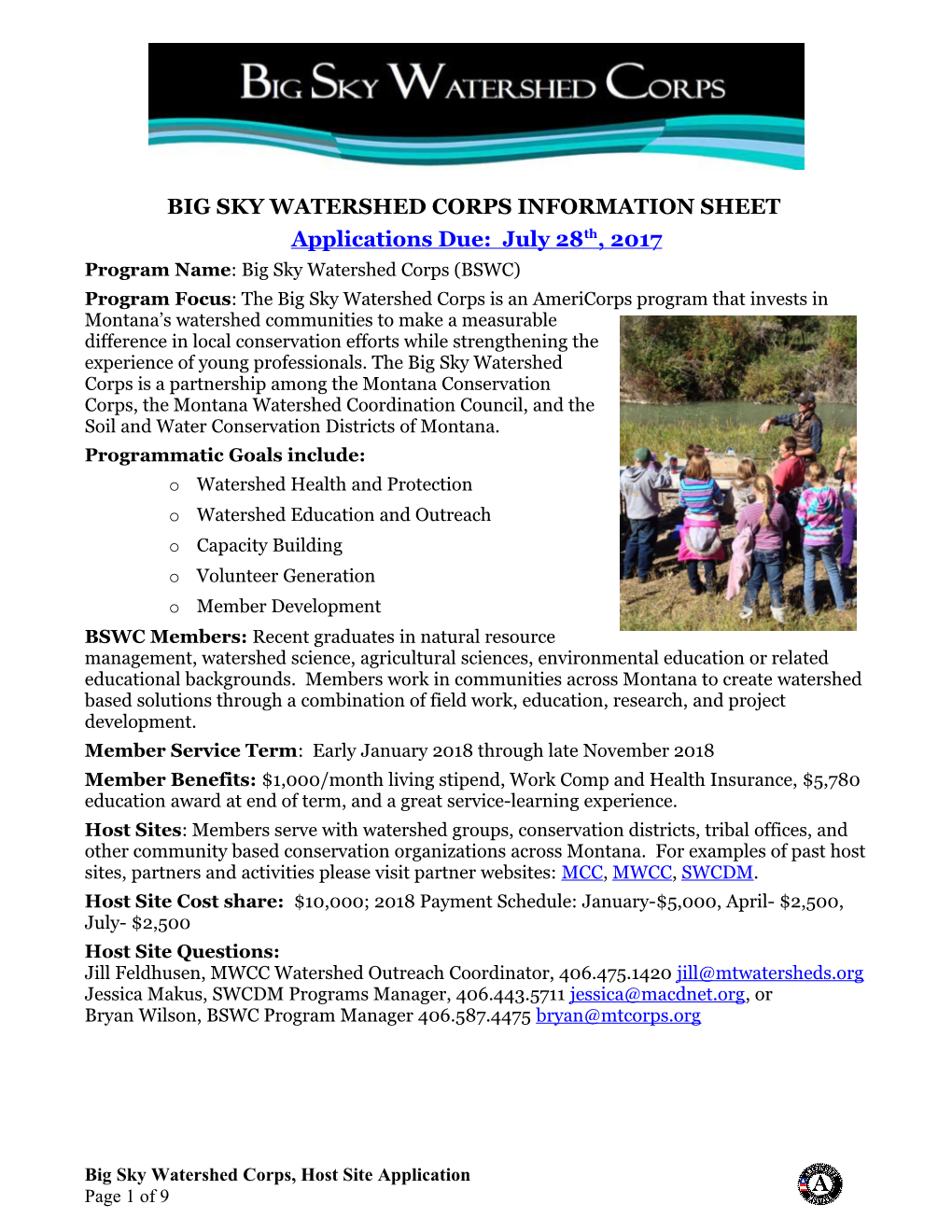 Big Sky Watershed Corps Information Sheet