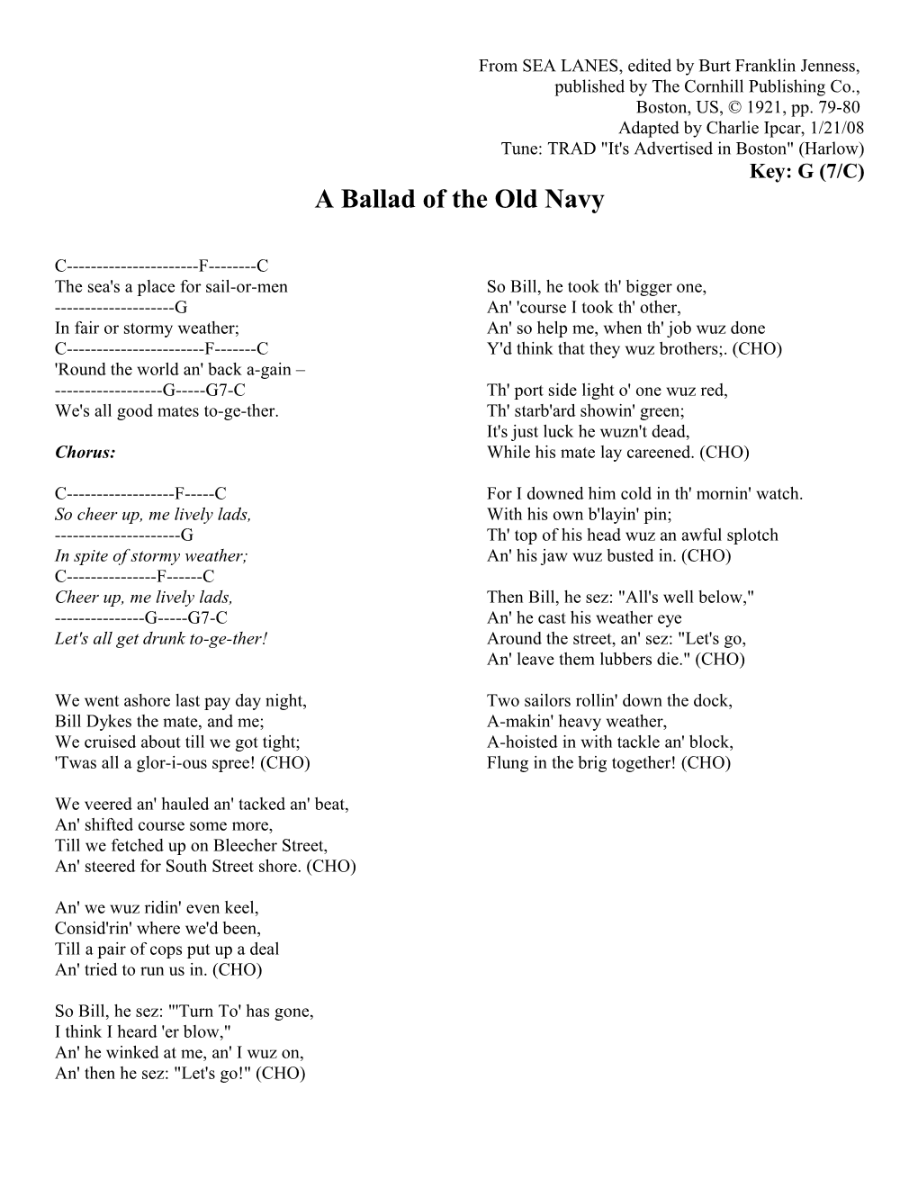 A Ballad of the Old Navy