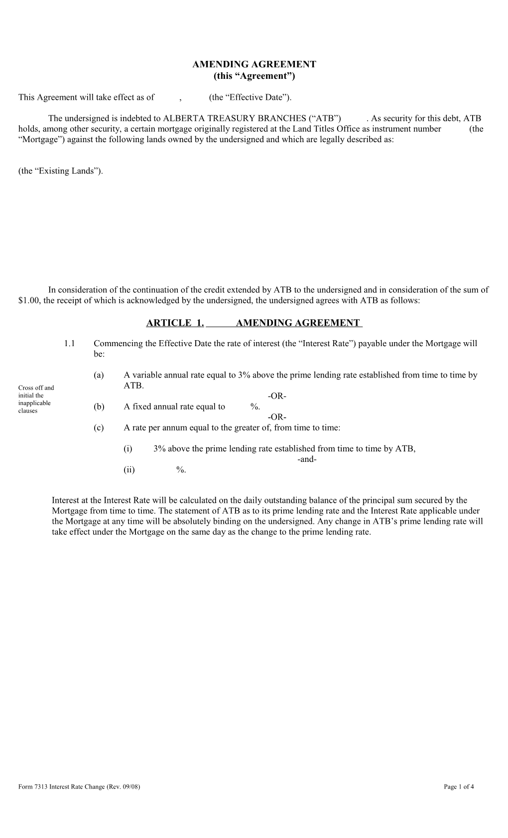 7313 - Amending Agreement - Interest Rate Change